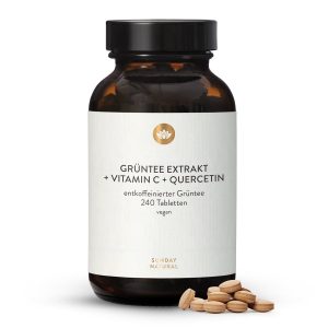 Екстракт зеленого чаю 150 мг з EGCG, вітаміном C та кверцетином (Grüntee Extrakt Tabletten 150mg Kapseln)