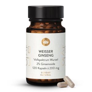 Білий женьшень панакс 2% гінозиди 120 капсул Корея (Weisser Ginseng Natur 2%)