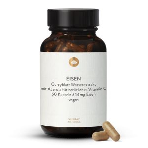 Залізо рослинне 14 мг + вітамін C з ацероли — 60 капсул (Eisen + Vit C Pflanzlich 14mg)