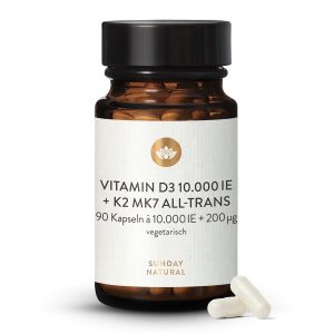 Вітамін D3 10000 МО + K2 MK7 200 мкг капсули 90 шт (Vitamin D3 + K2 MK7 10.000IE + 200µg Kapseln)