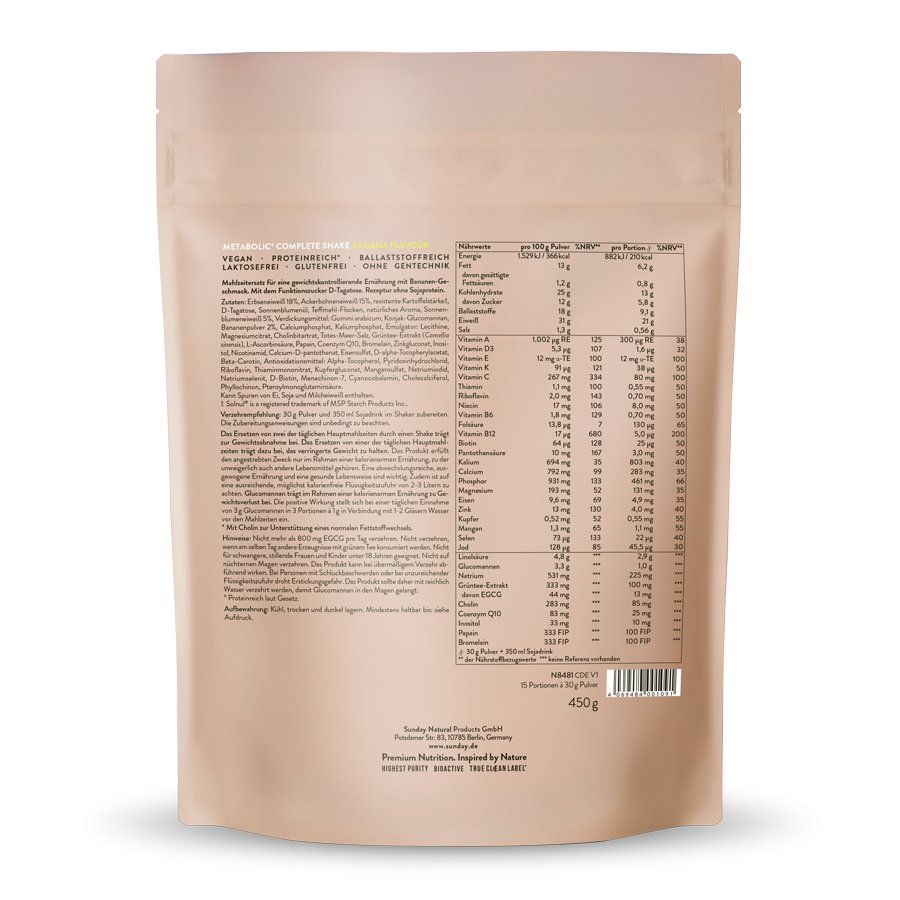 Метаболічний протеїновий коктейль з бананом — 450г (Metabolic Complete Shake Banana Flavour) - Зображення 2