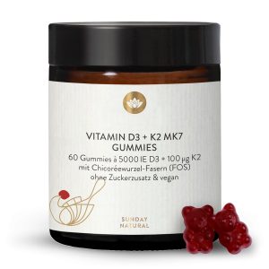 Вітамін D3 5000 МО + K2 MK7 Жувальні цукерки без цукру 60 шт (Vitamin D3 + K2 MK7 Gummies)